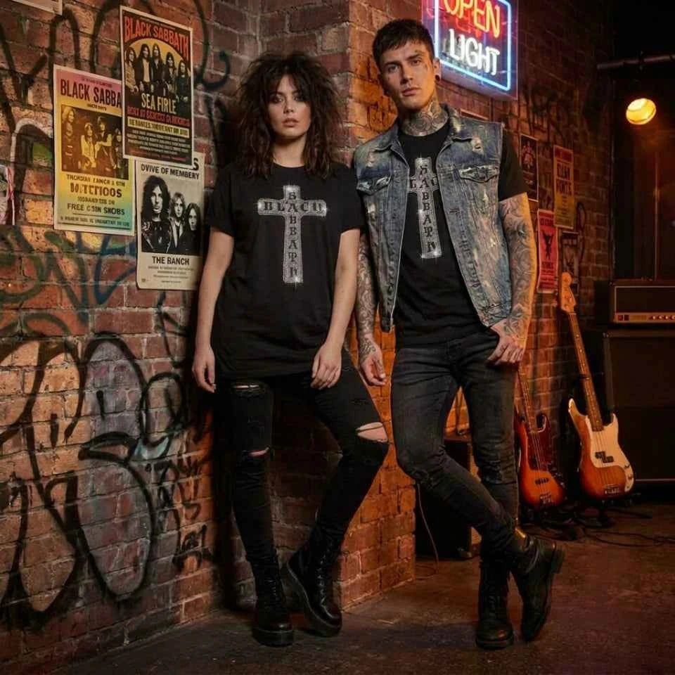 Black Sabbath Cross Embellished T-Shirt