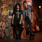 Black Sabbath Cross Embellished T-Shirt - Hexael